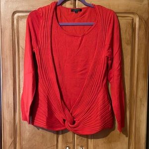 Red Long-Sleeve Twist-Knot Top Sweater